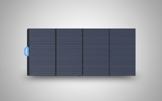 Foldable solar panel on a gray background
