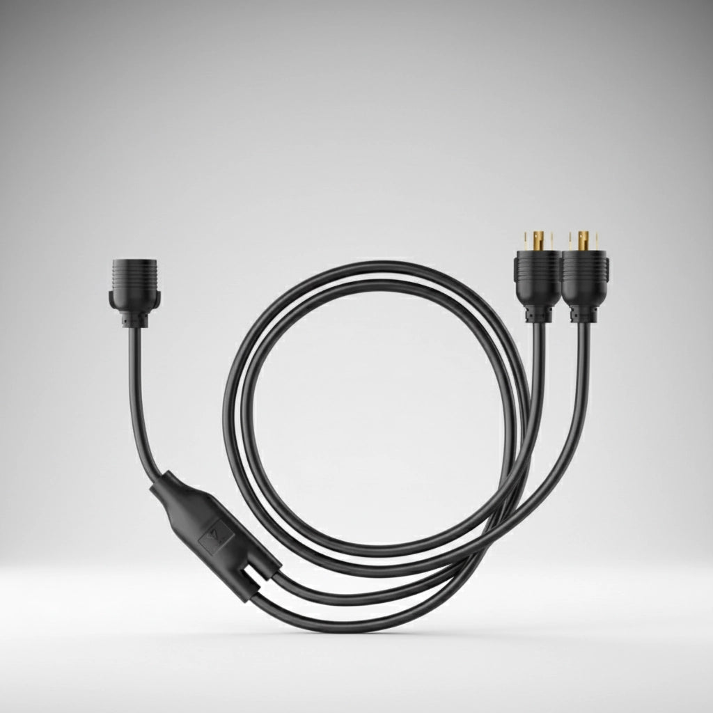 Heavy-duty Y-splitter power cable for SolarFlares Generators renewable energy kits