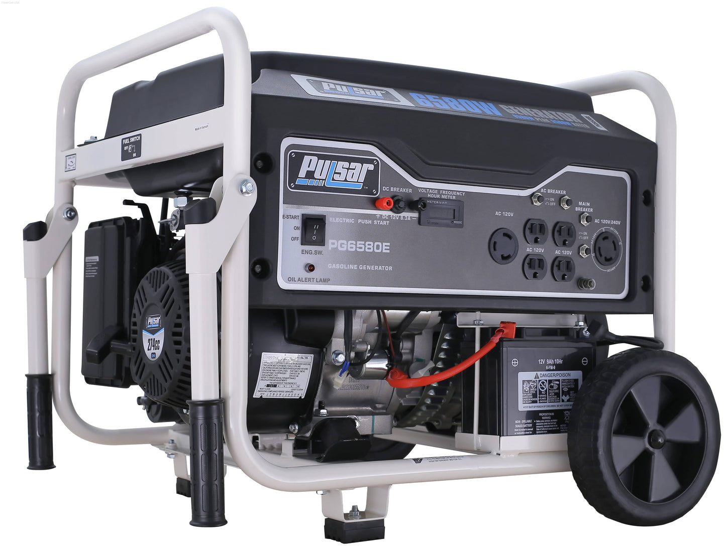 Pulsar PG6580E 6580W Gas Powered Portable Generator with Electric Start and 240V Output