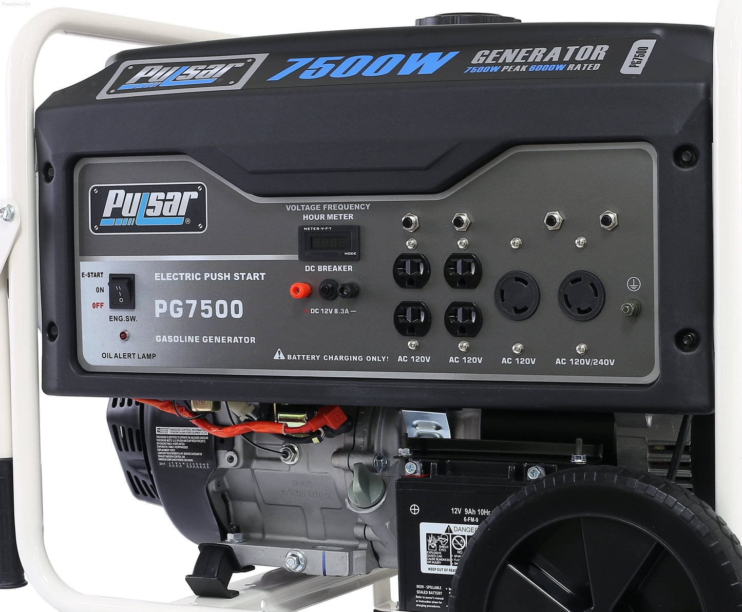 Pulsar PG7500 7500W Gas Powered Portable Generator with Electric Start and 240V Output