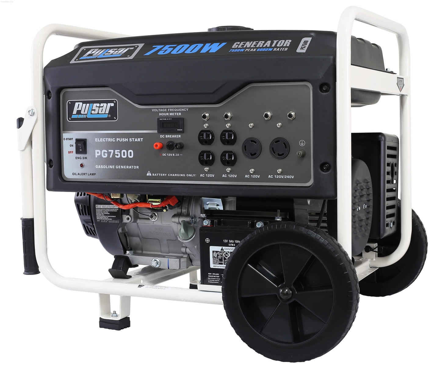 Pulsar PG7500 7500W Gas Powered Portable Generator with Electric Start and 240V Output