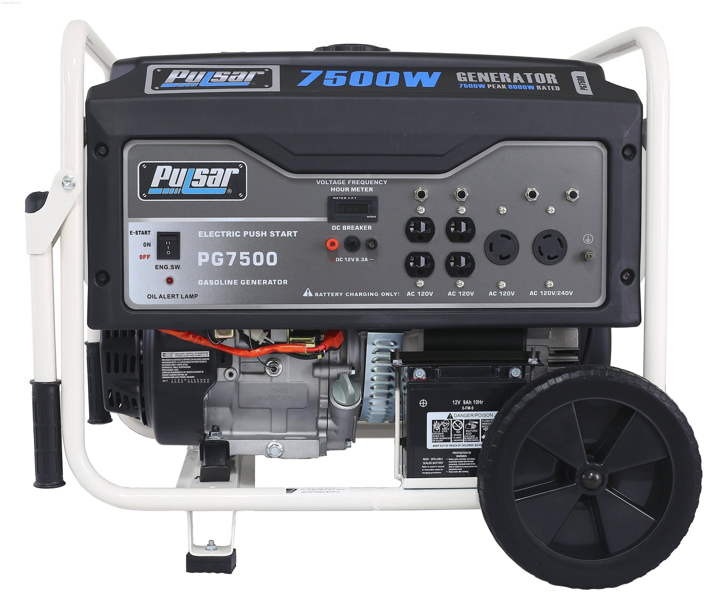Pulsar PG7500 7500W Gas Powered Portable Generator with Electric Start and 240V Output