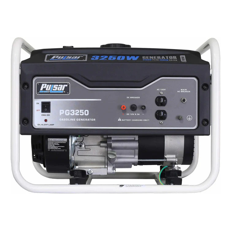 Pulsar PG3250 3250W Portable Gas Powered Generator, 2500 Running Watts, 4-Gallon Fuel Tank