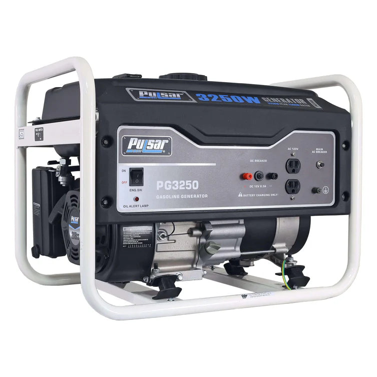 Pulsar PG3250 3250W Portable Gas Powered Generator, 2500 Running Watts, 4-Gallon Fuel Tank