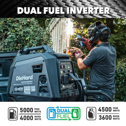 Générateur onduleur bi-carburant de 5000 W avec démarrage par bouton/démarrage à distance et alerte CO